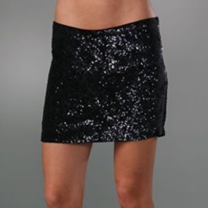 Haute Hippie Bias Sequin Mini Skirt col. Black